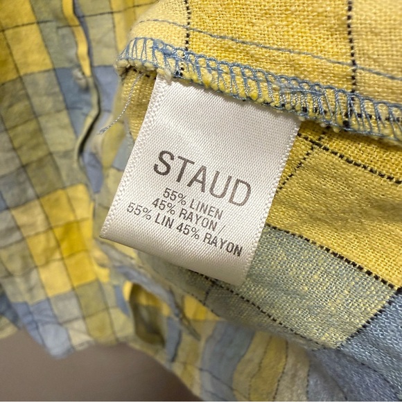 STAUD Amina Plaid Mini Dress - Blue & Yellow Gingham - Size 12 - Picture 6 of 9